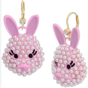 Betsey Johnson Pink Easter Bunny Drop Earrings New